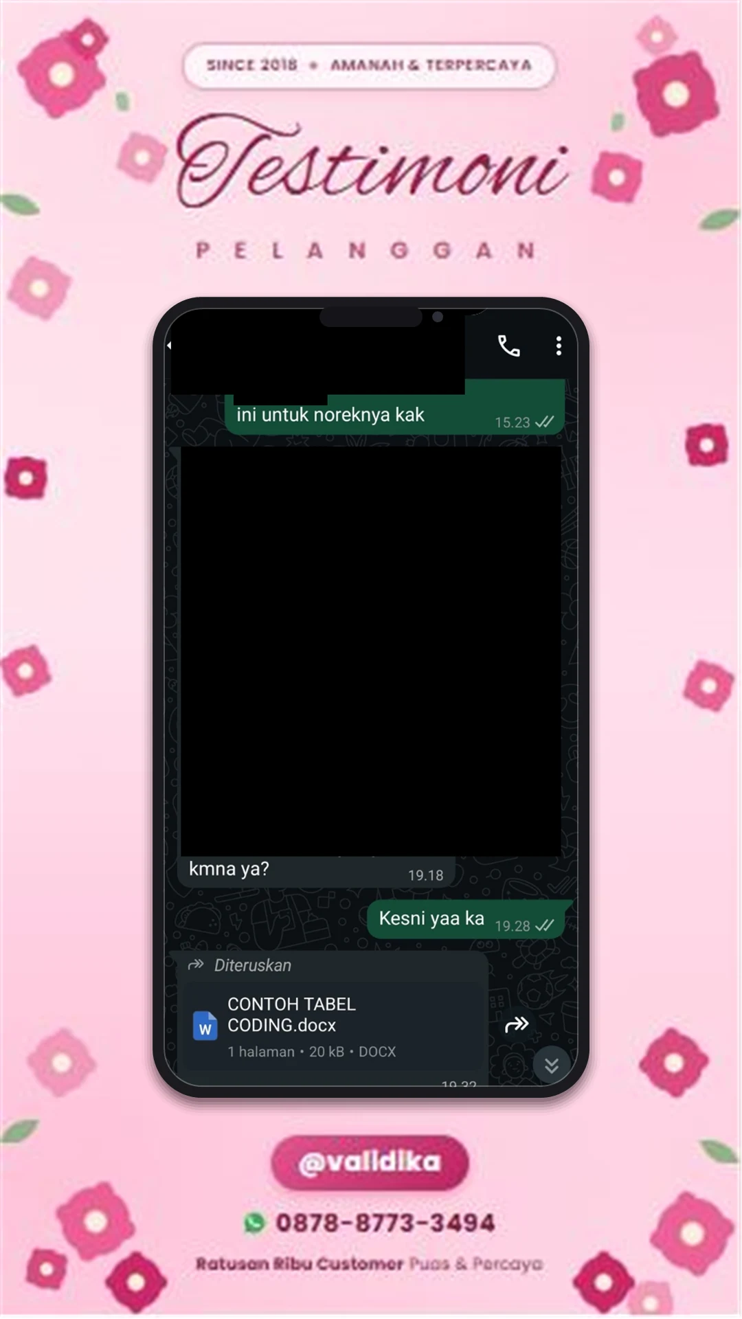 Bukti testimoni pelanggan