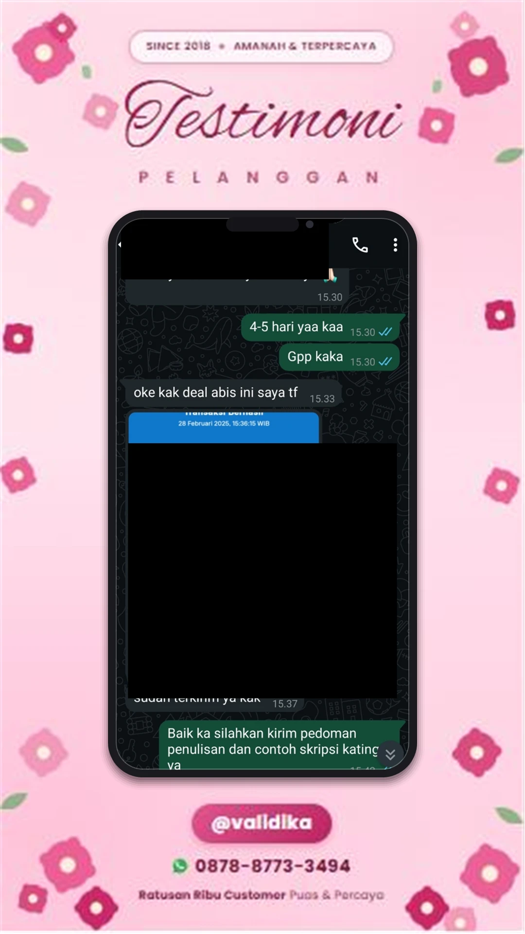 Bukti testimoni pelanggan