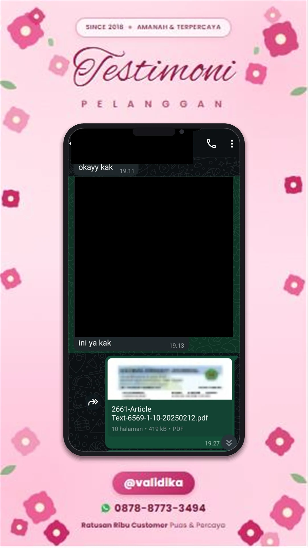 Bukti testimoni pelanggan