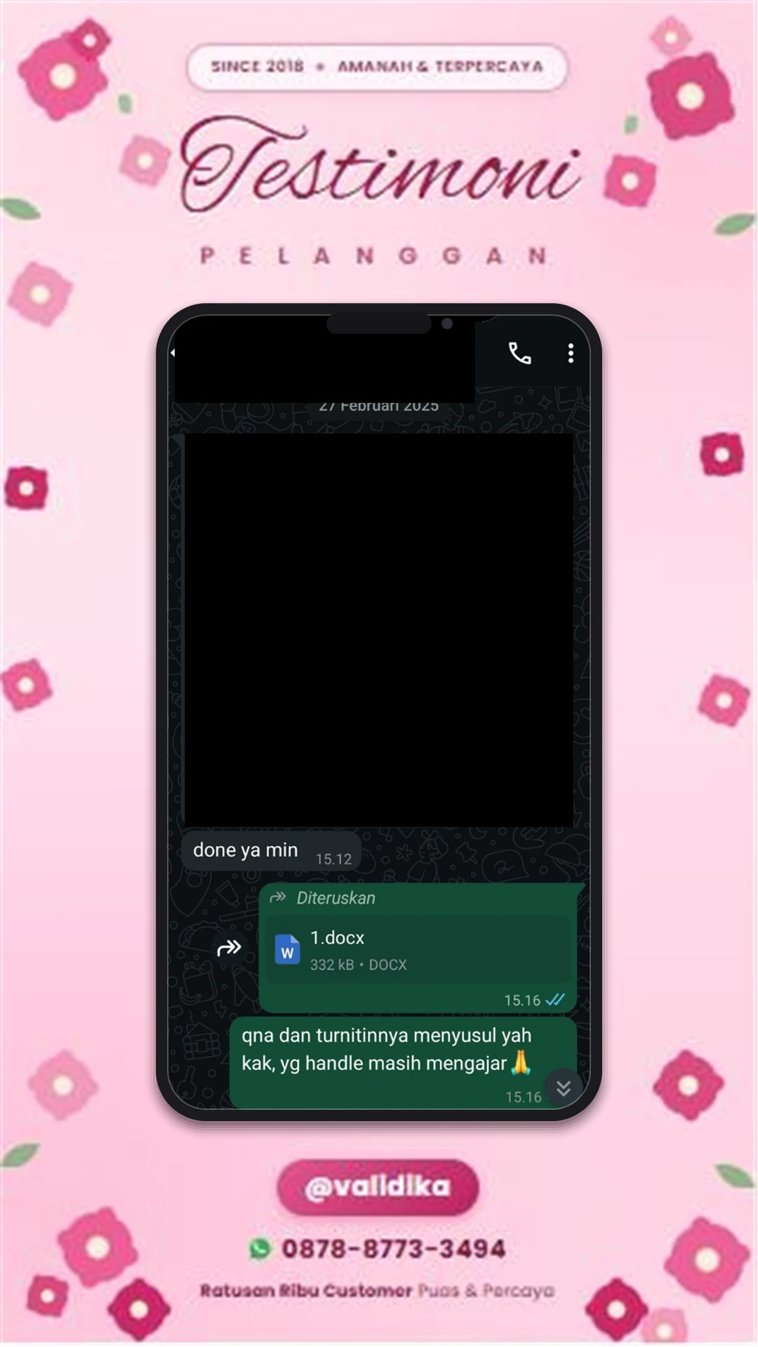 Bukti testimoni pelanggan