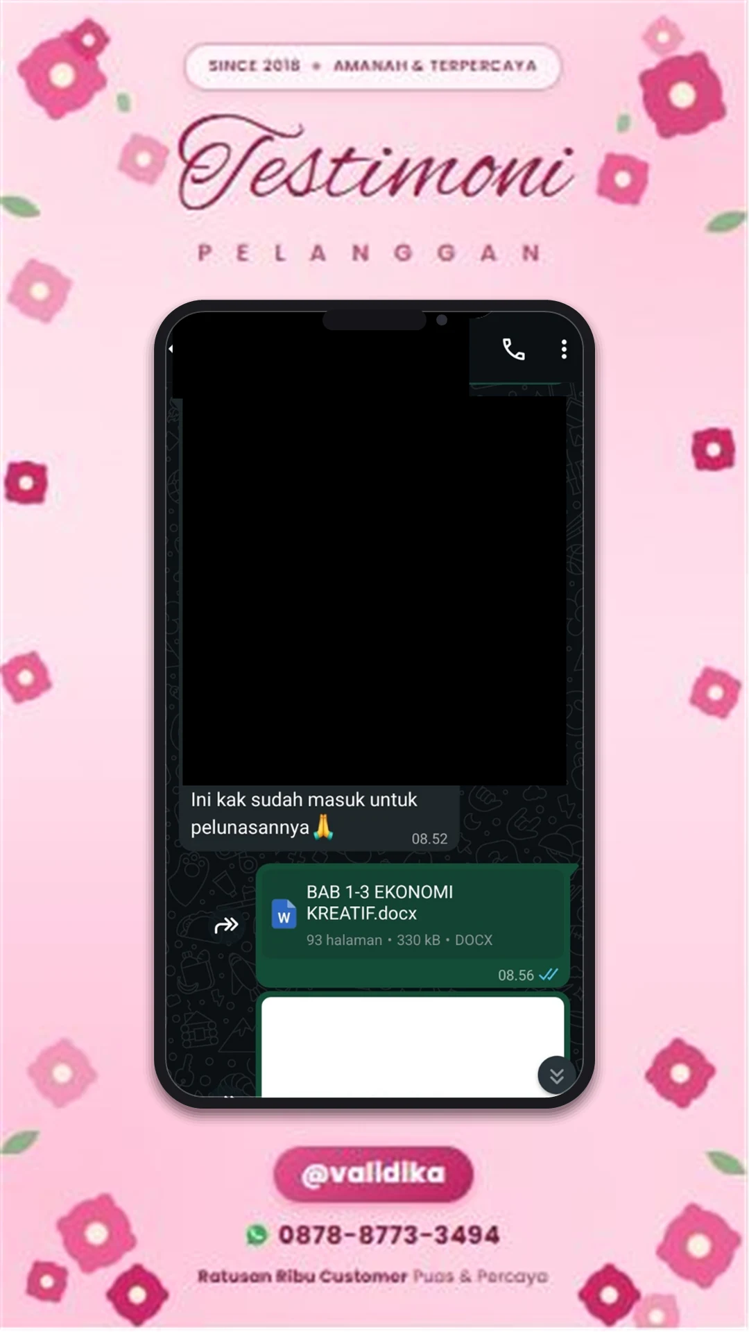 Bukti testimoni pelanggan