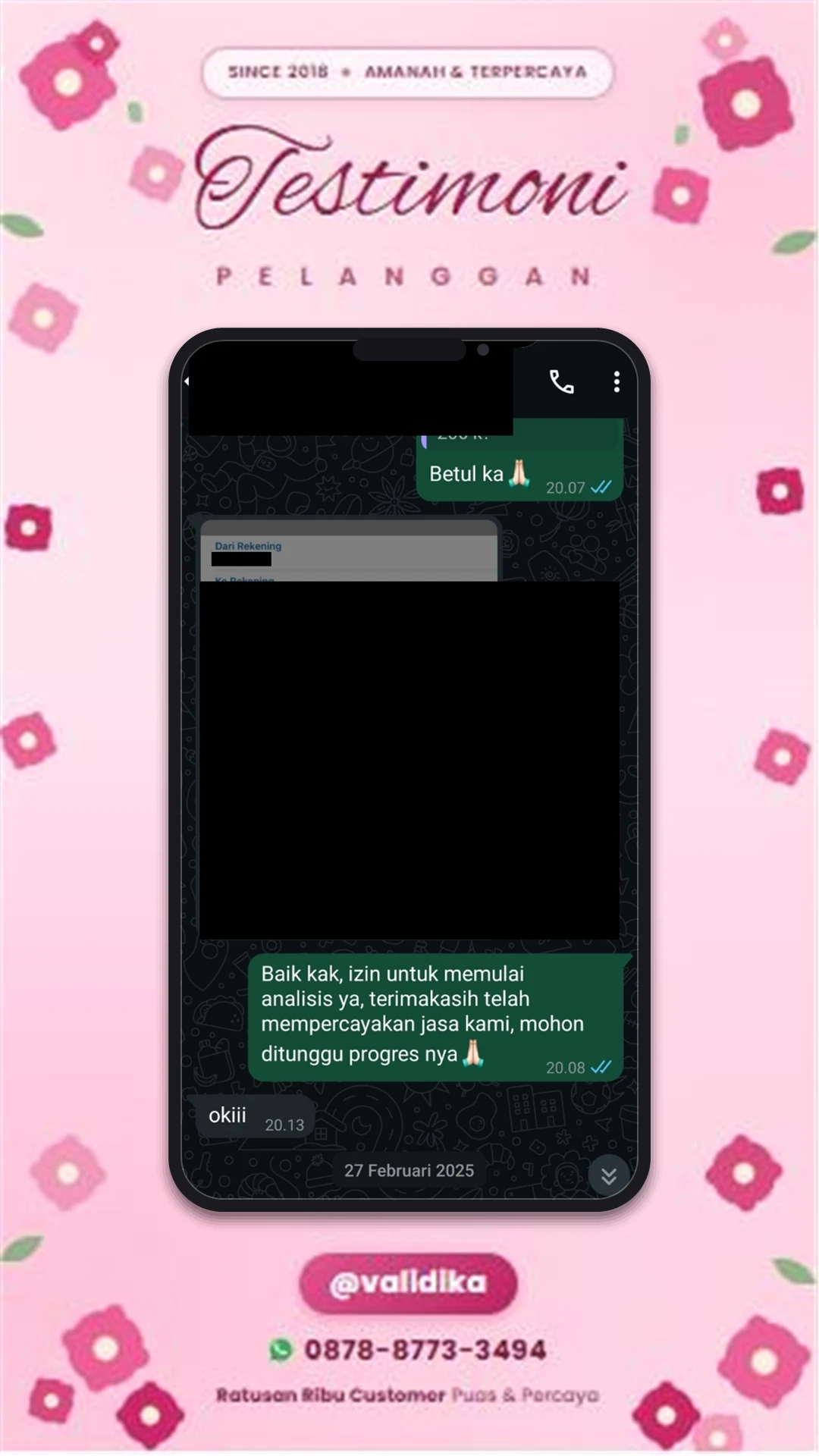 Bukti testimoni pelanggan
