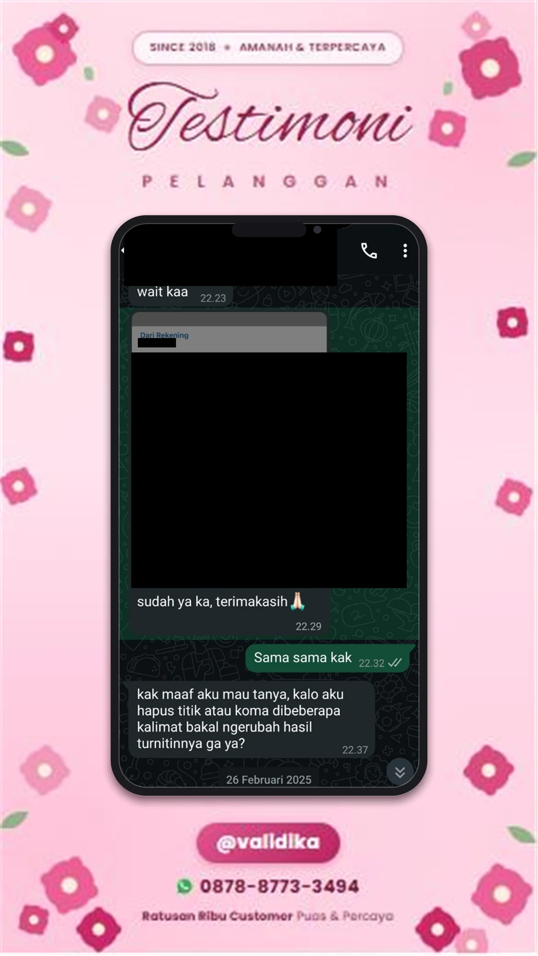 Bukti testimoni pelanggan