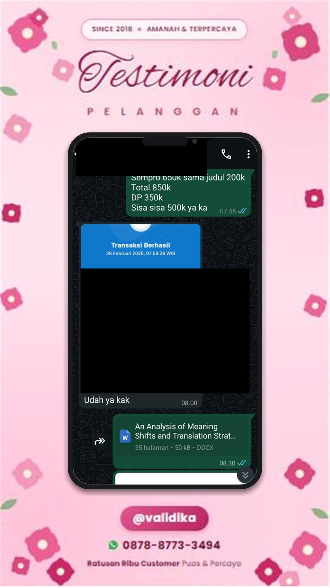 Bukti testimoni pelanggan