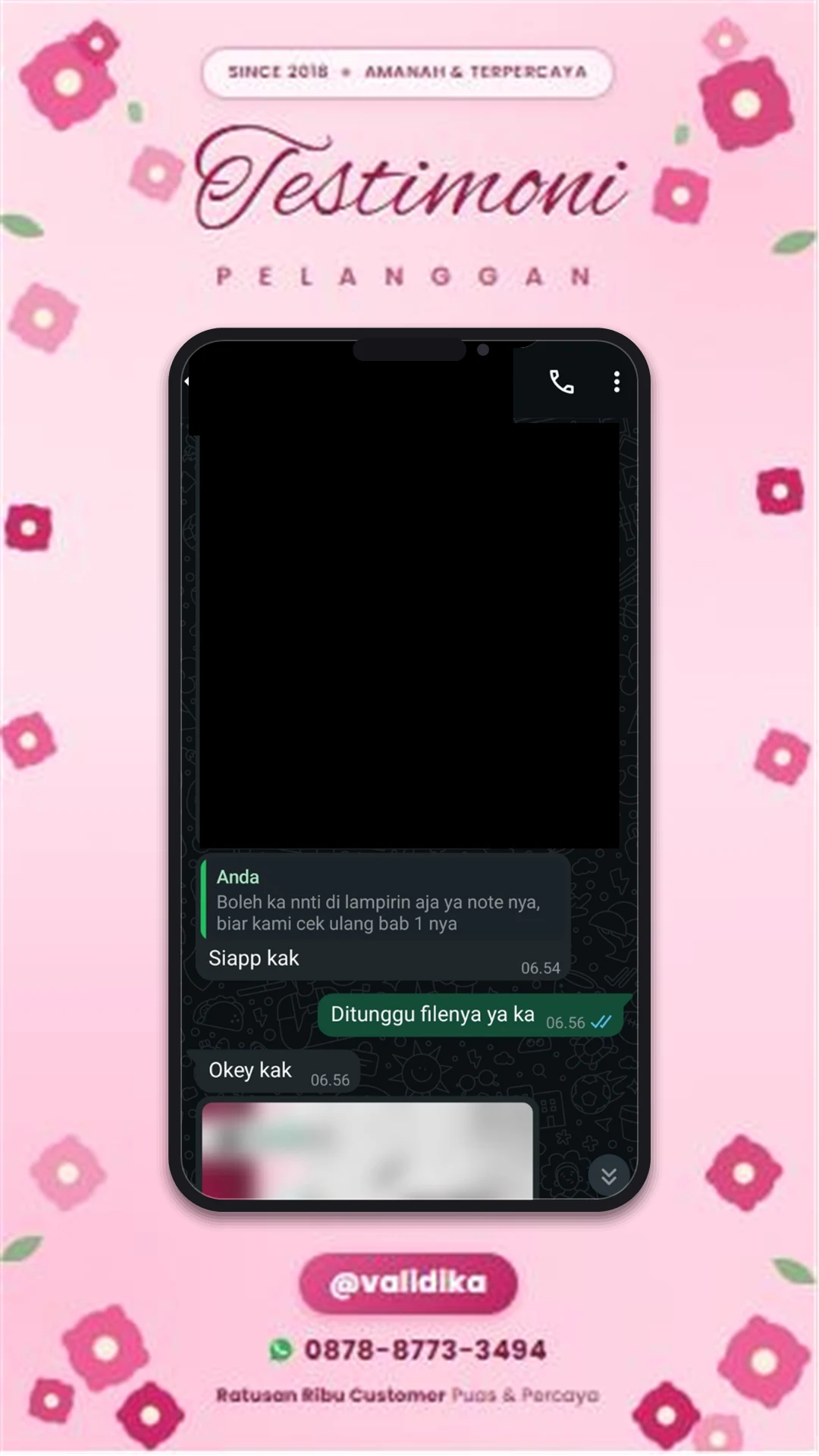 Bukti testimoni pelanggan