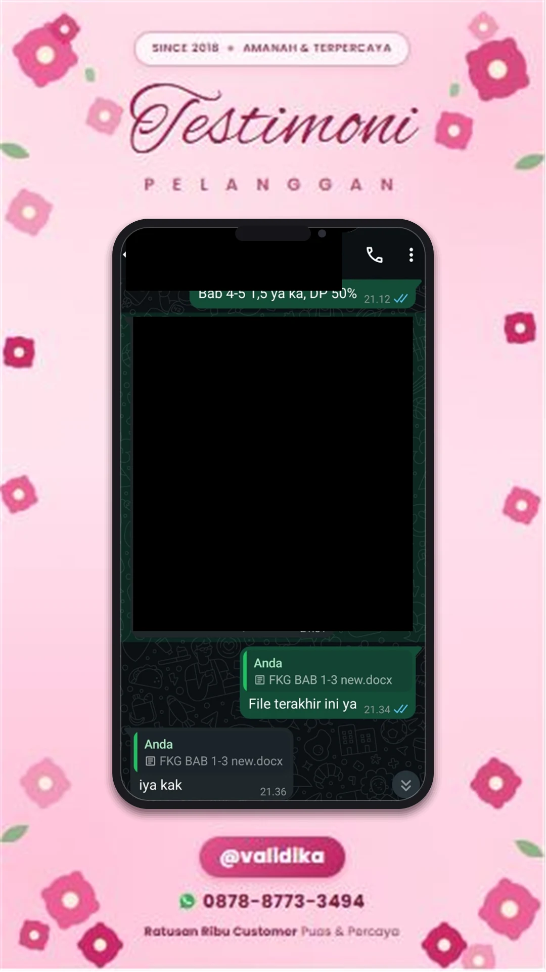 Bukti testimoni pelanggan