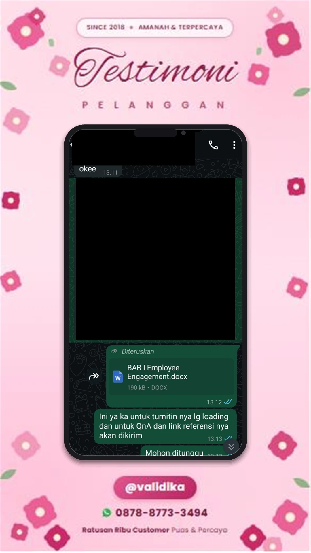 Bukti testimoni pelanggan