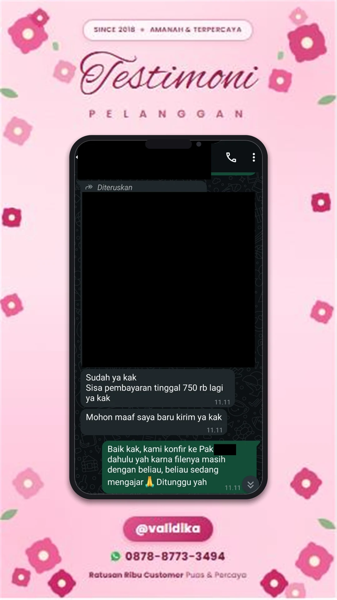 Bukti testimoni pelanggan