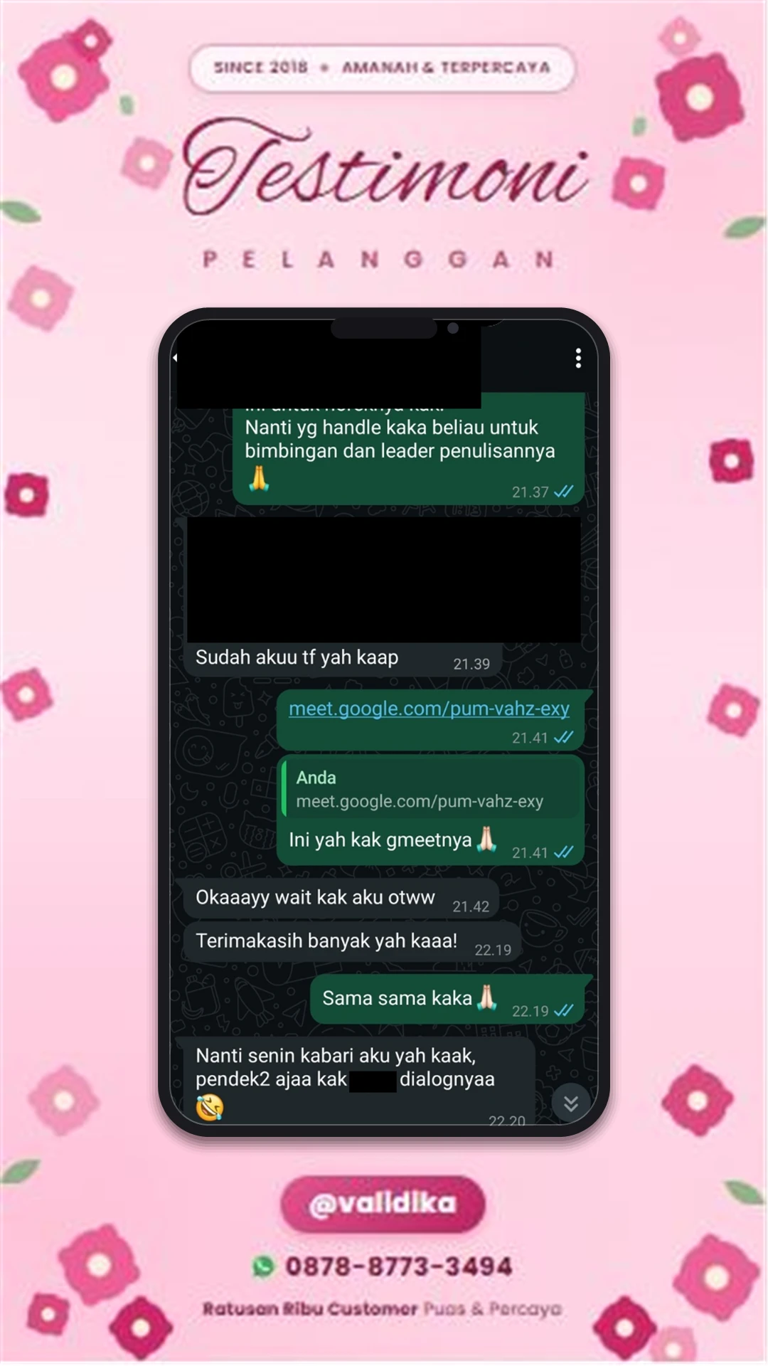 Bukti testimoni pelanggan