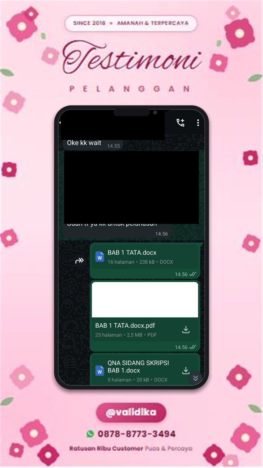 Bukti testimoni pelanggan
