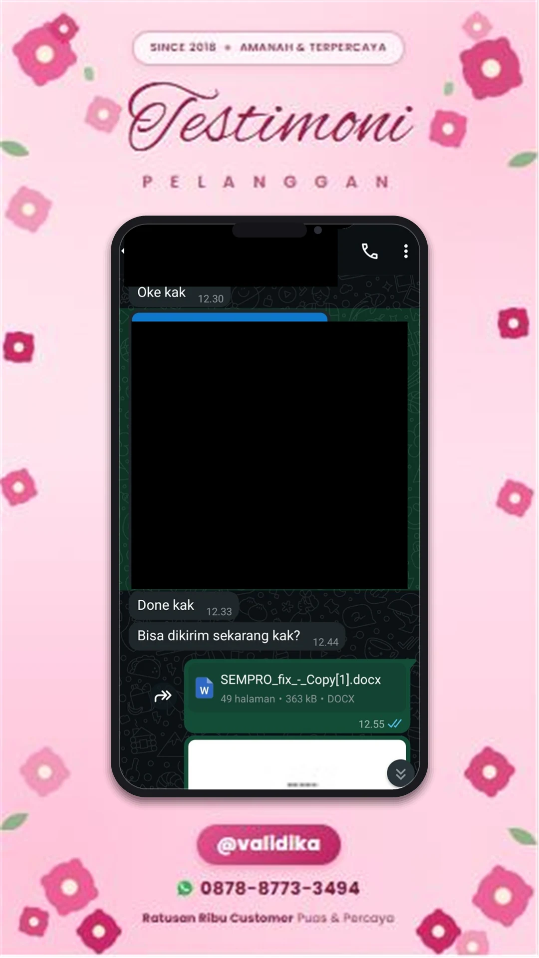 Bukti testimoni pelanggan