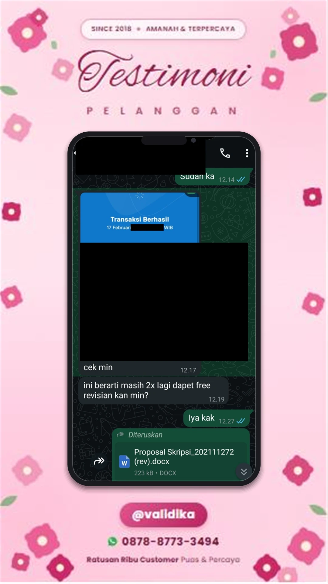 Bukti testimoni pelanggan