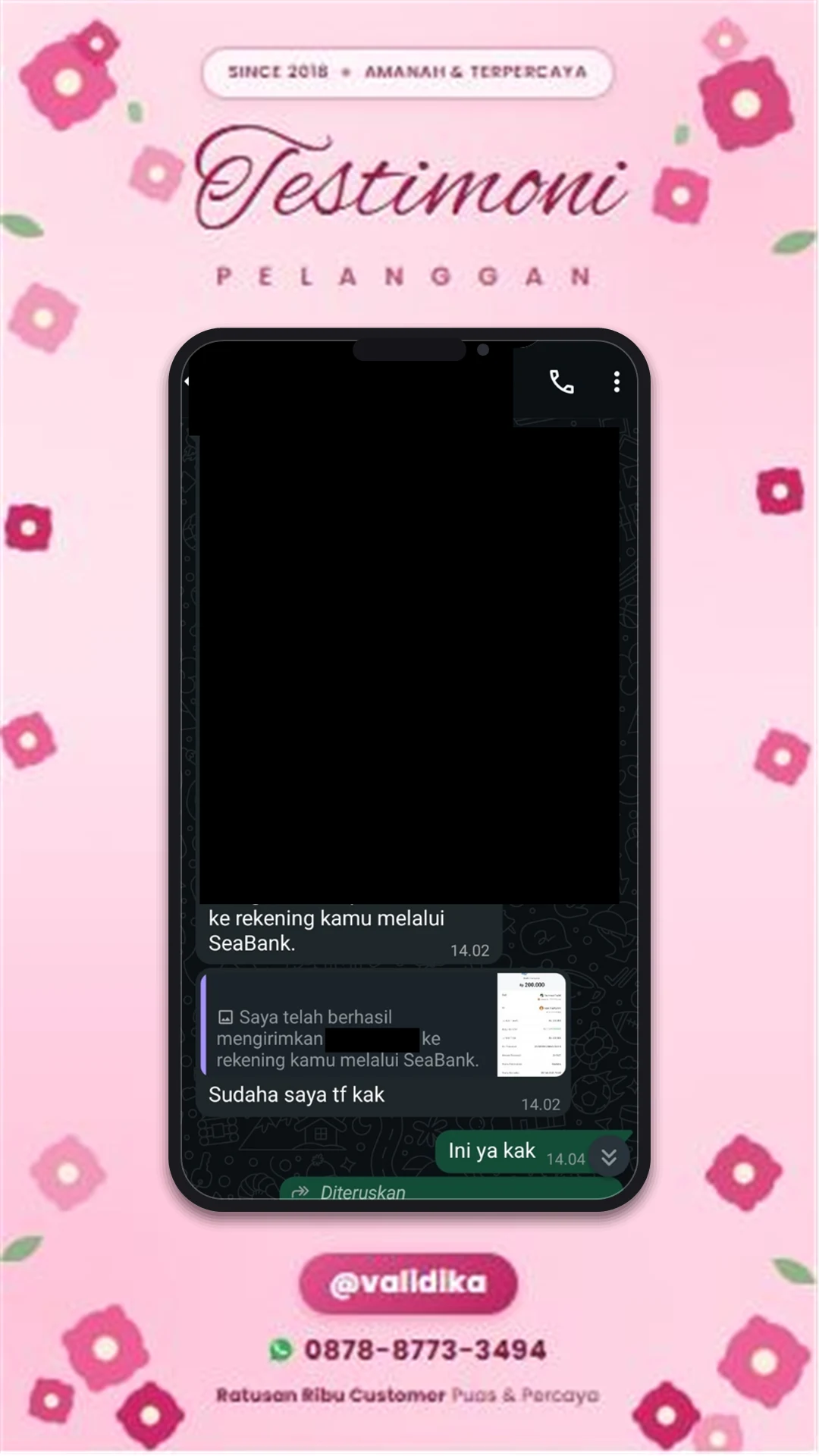 Bukti testimoni pelanggan