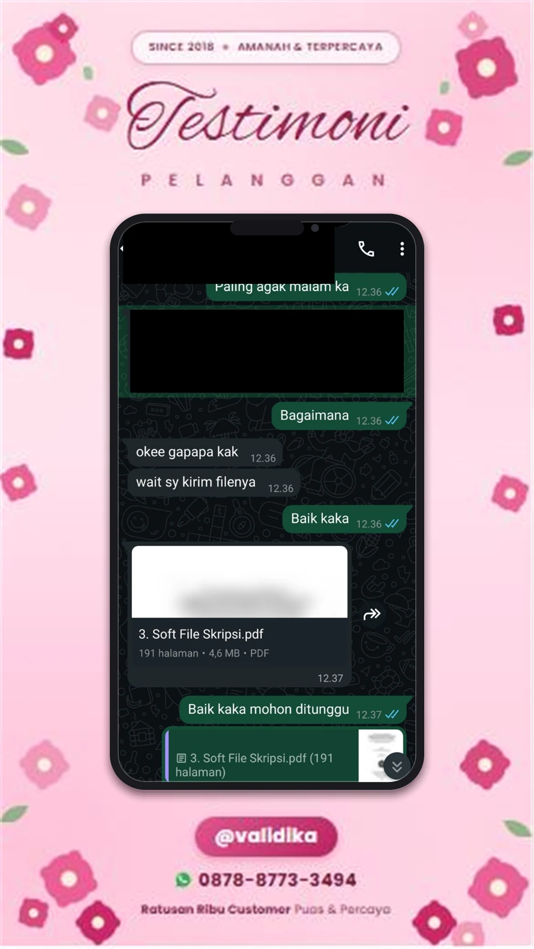 Bukti testimoni pelanggan