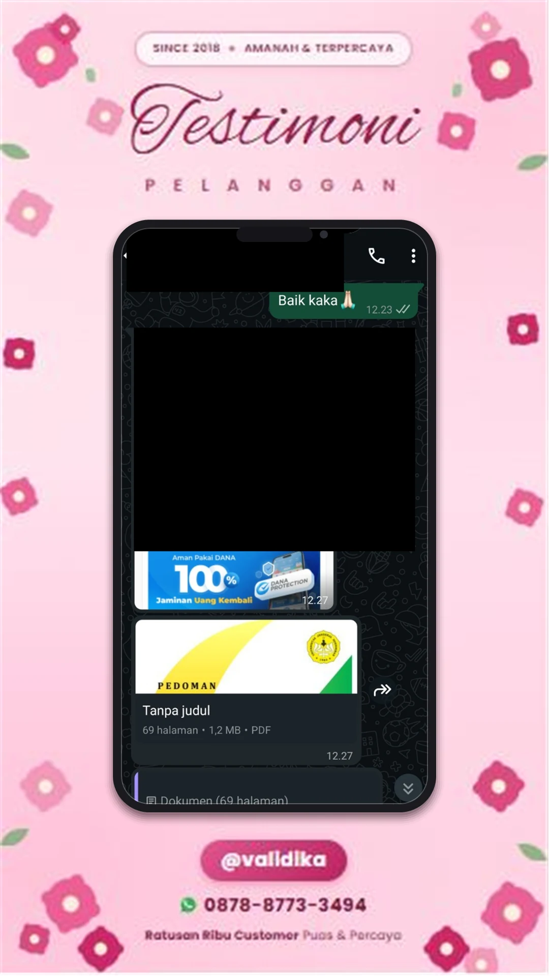 Bukti testimoni pelanggan
