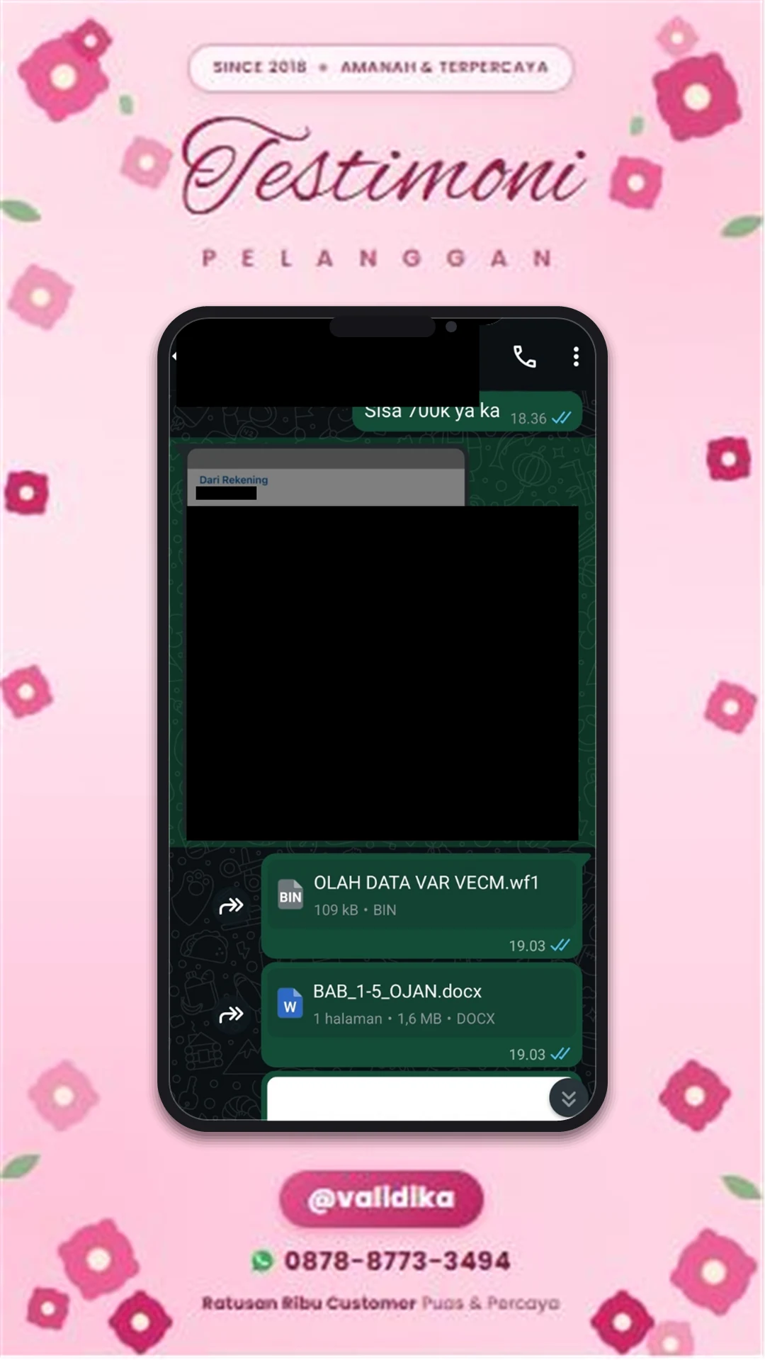 Bukti testimoni pelanggan
