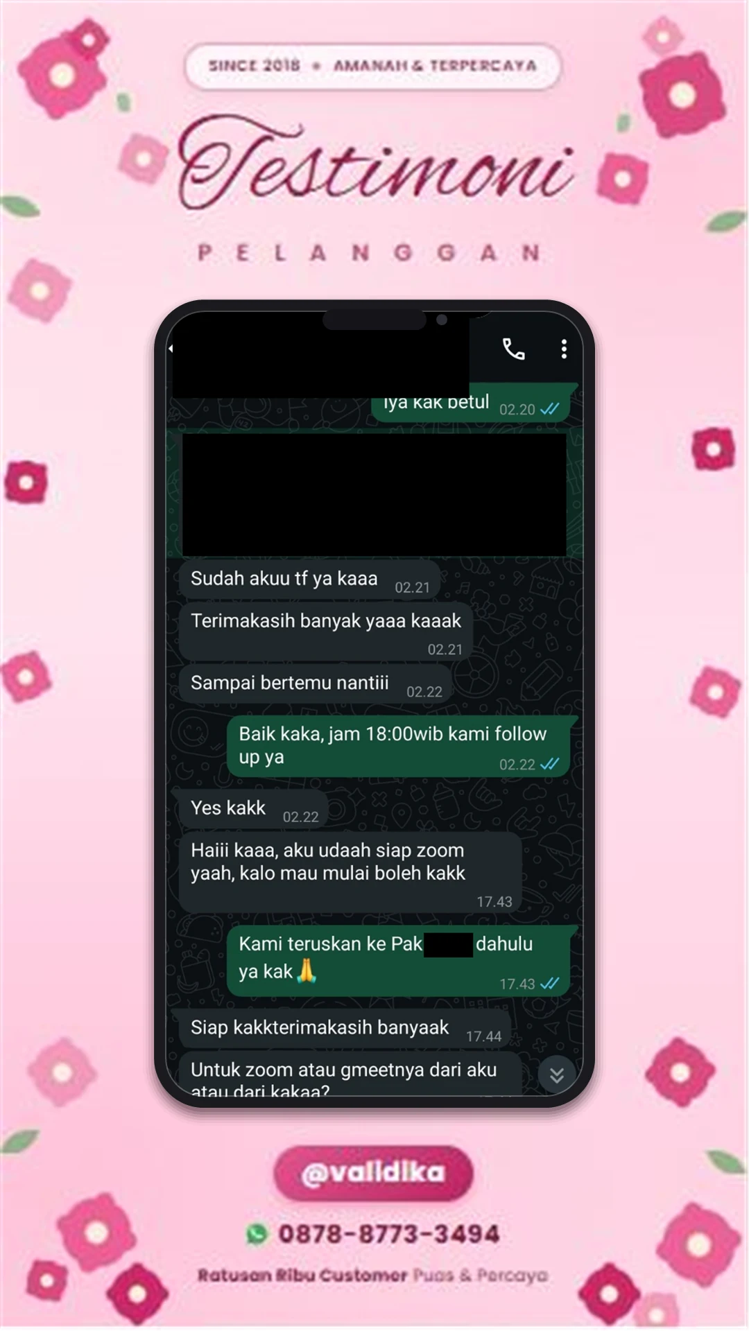 Bukti testimoni pelanggan