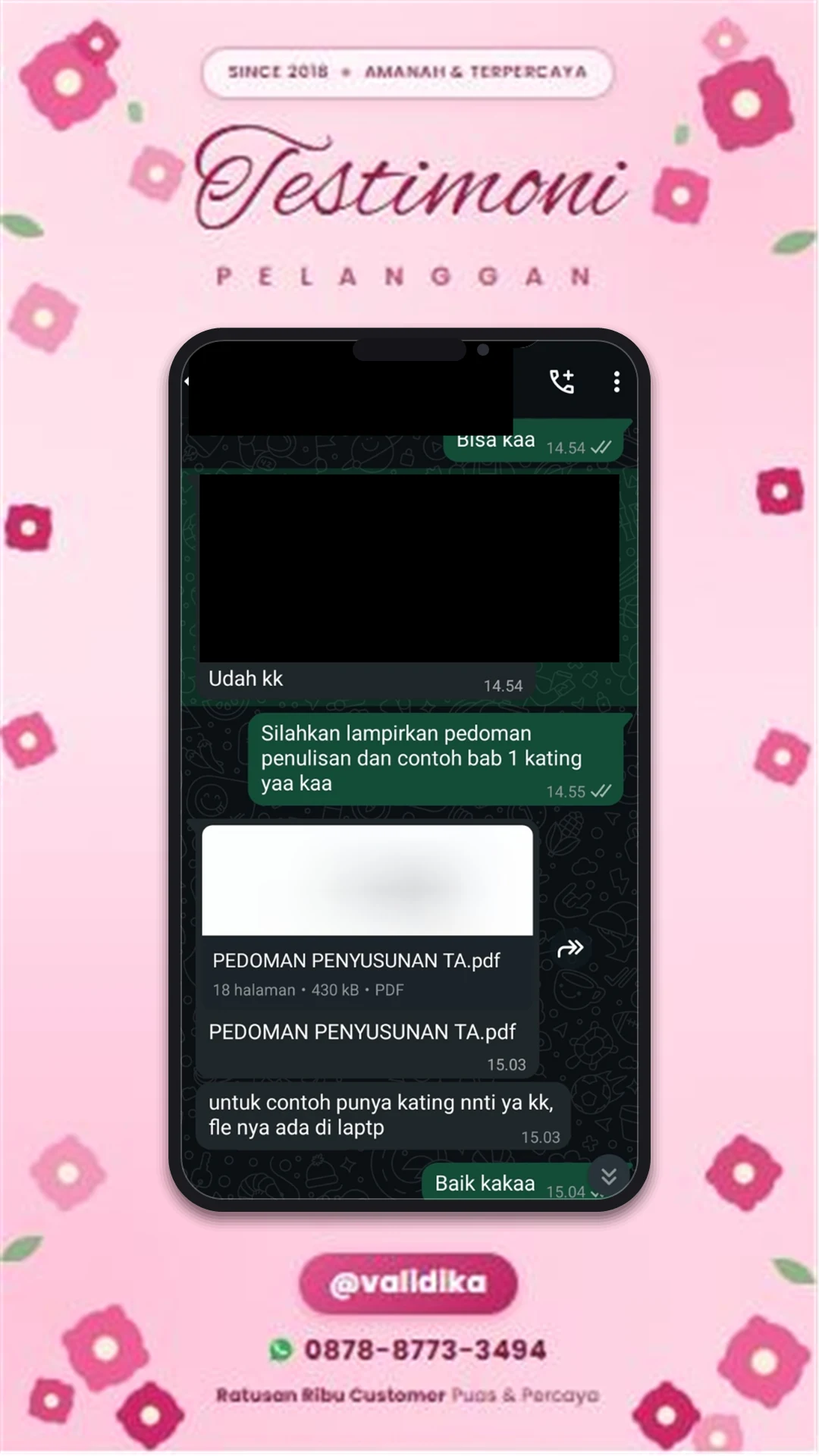 Bukti testimoni pelanggan