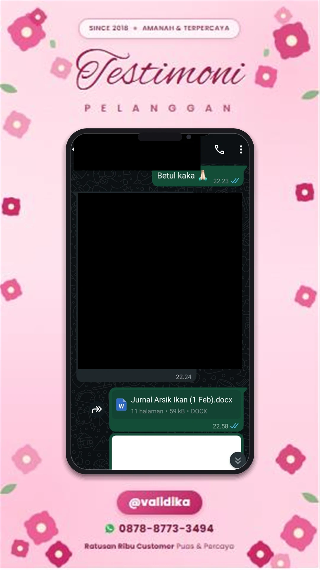 Bukti testimoni pelanggan