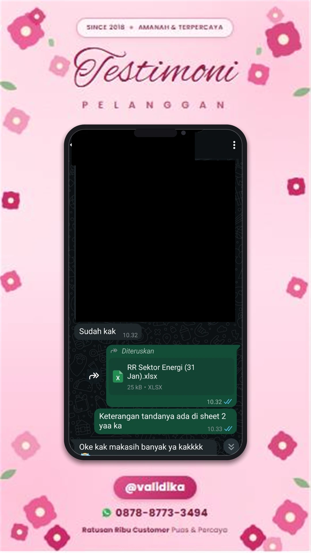 Bukti testimoni pelanggan