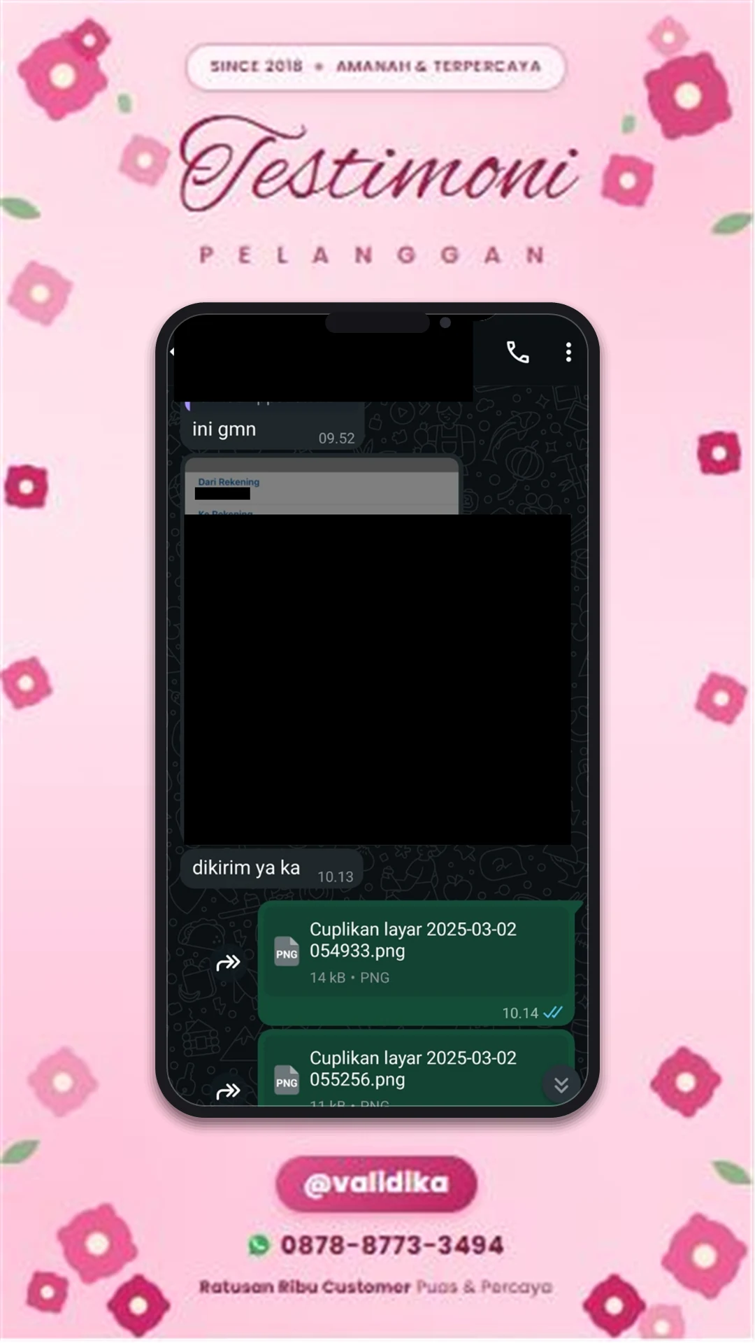 Bukti testimoni pelanggan