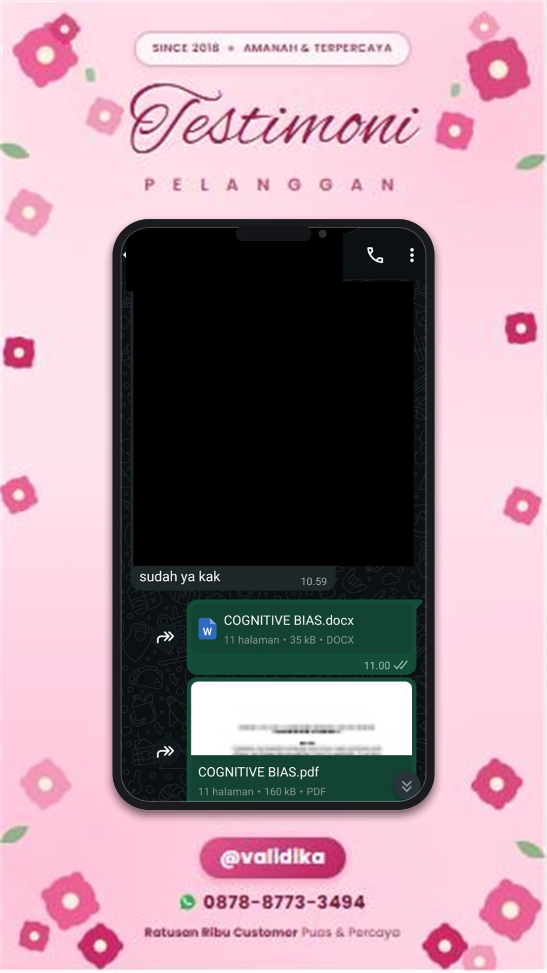Bukti testimoni pelanggan