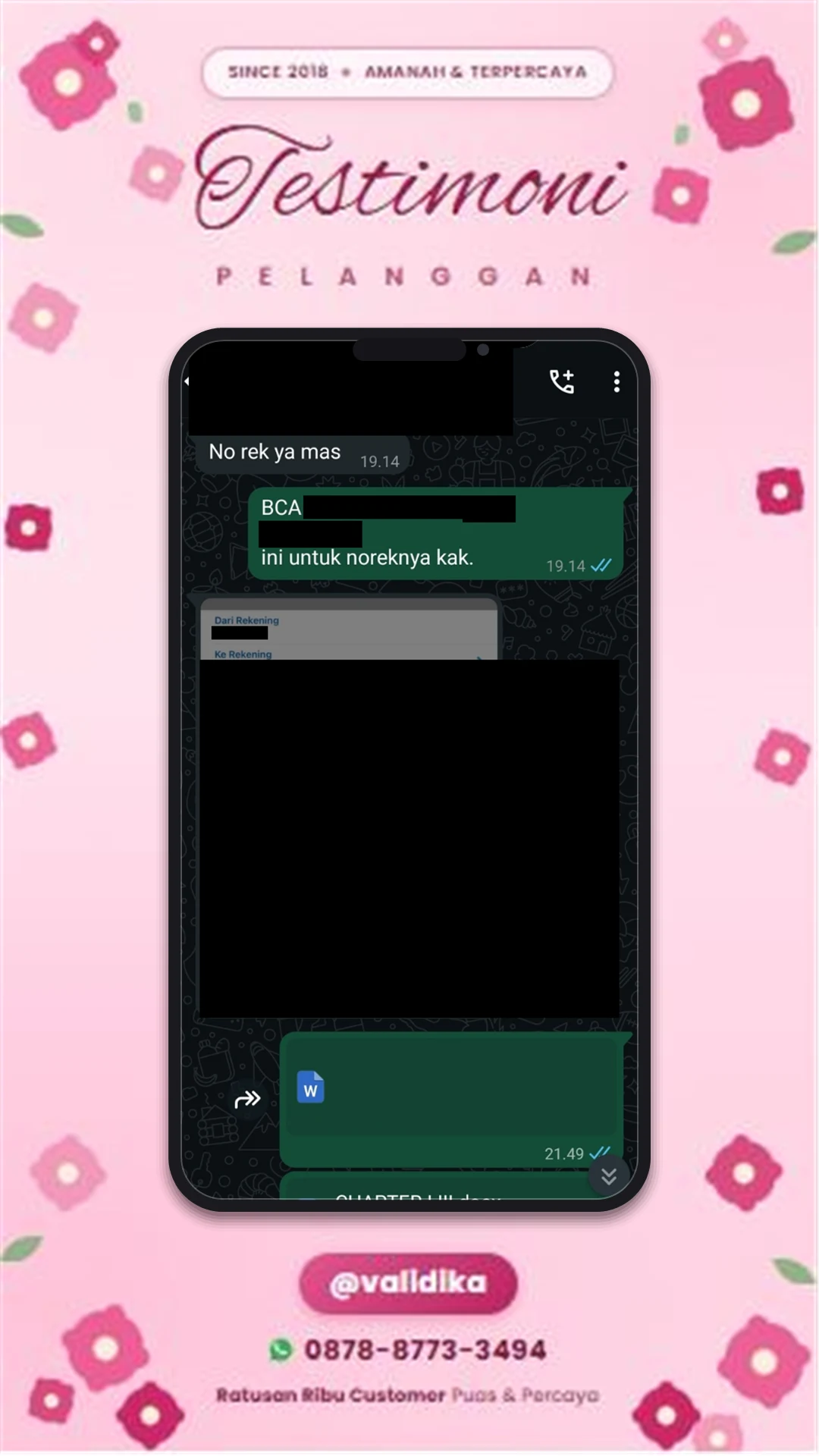 Bukti testimoni pelanggan