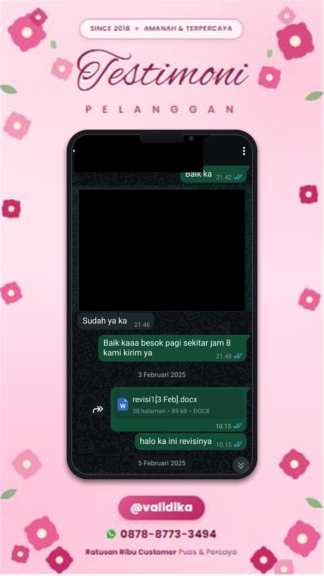 Bukti testimoni pelanggan
