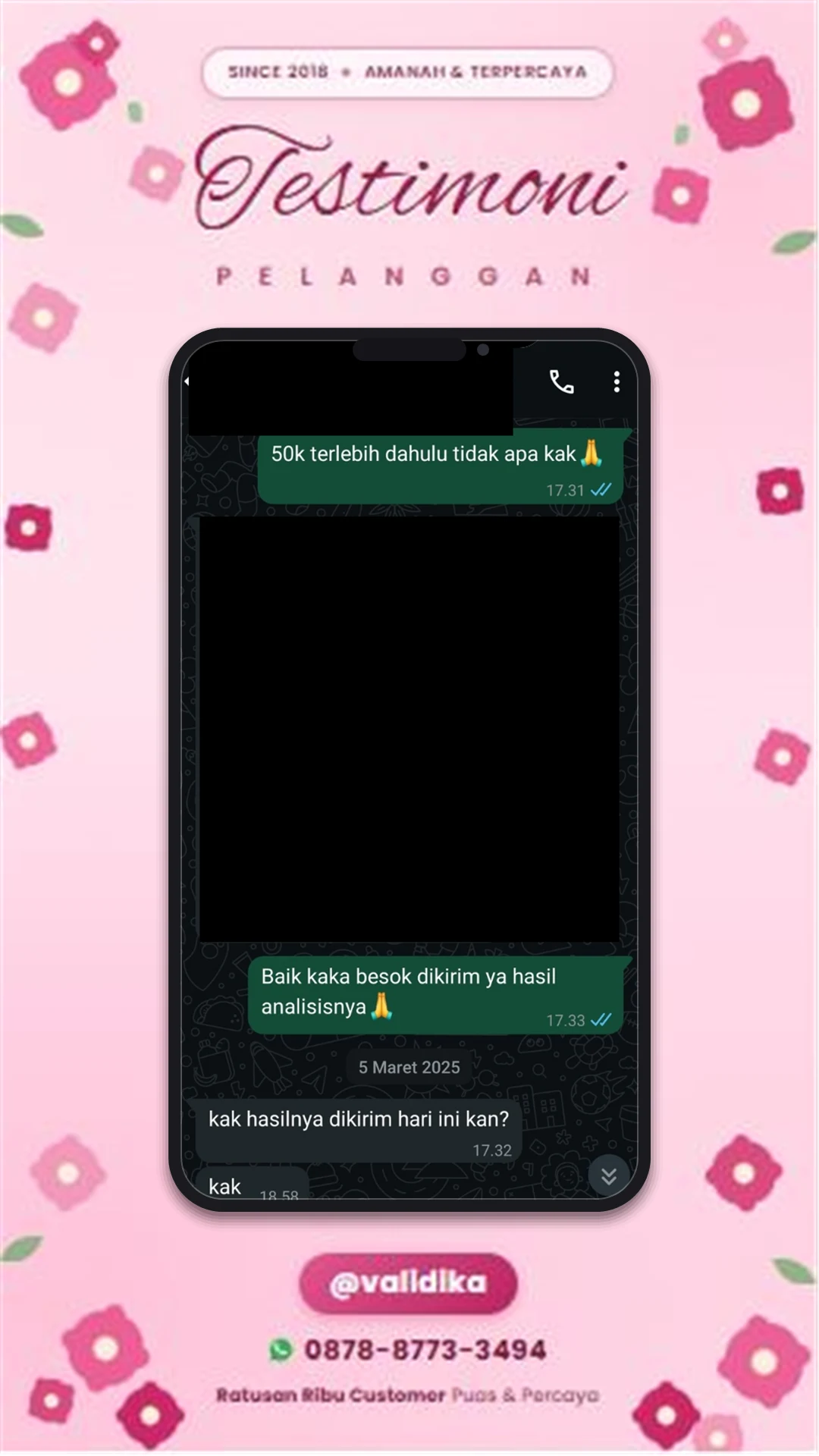 Bukti testimoni pelanggan