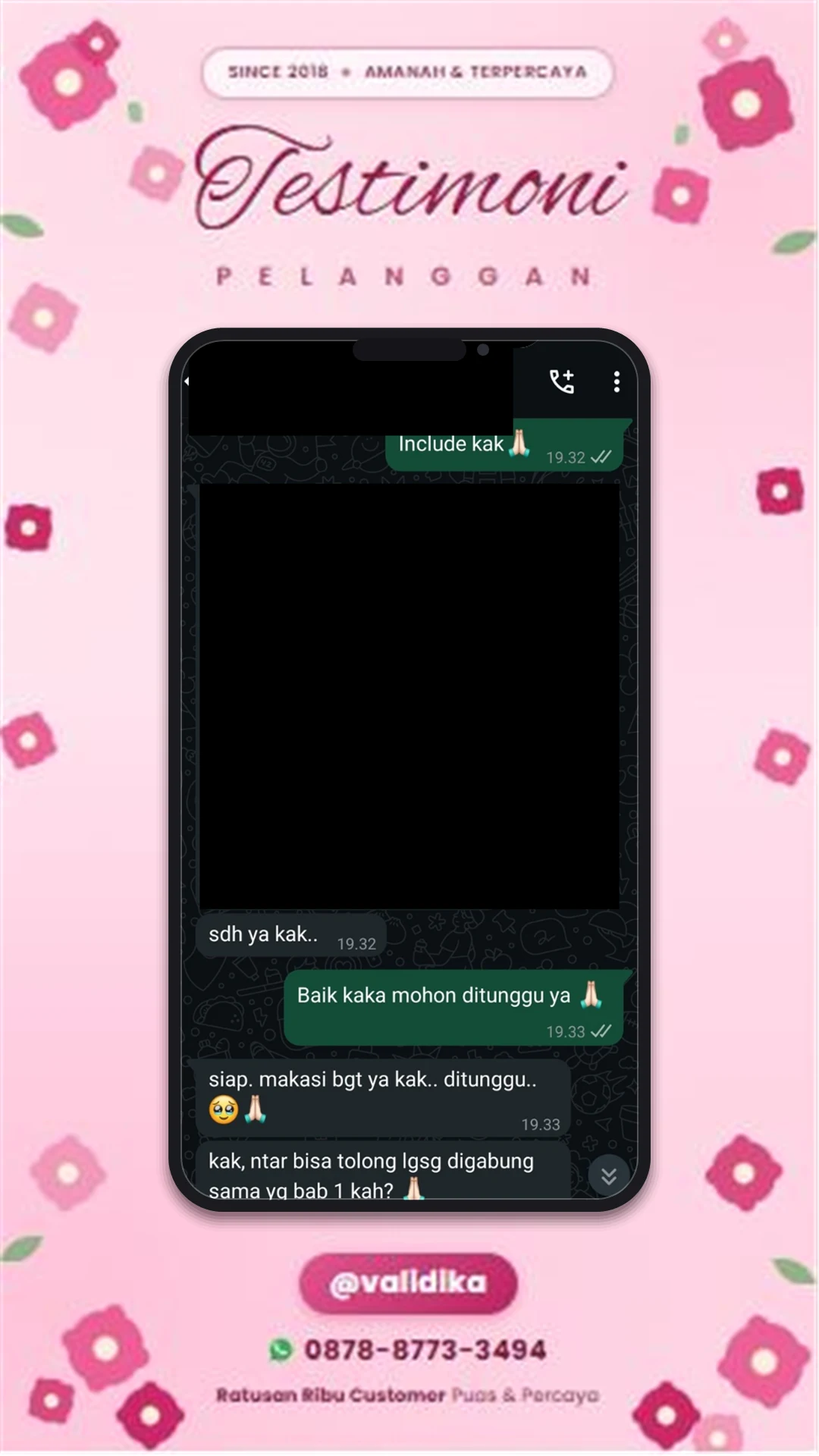 Bukti testimoni pelanggan