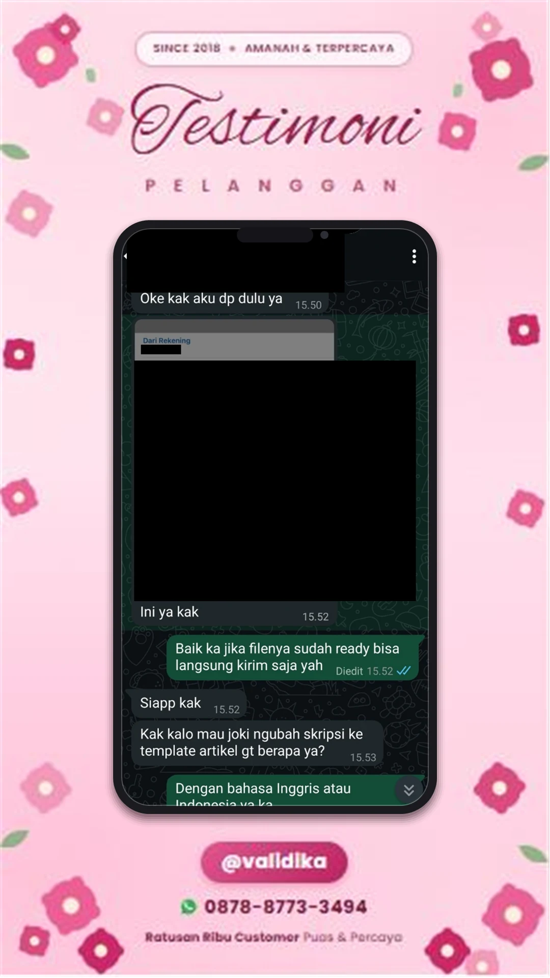 Bukti testimoni pelanggan