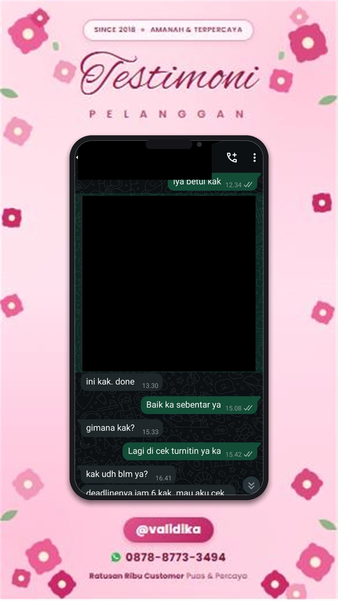 Bukti testimoni pelanggan