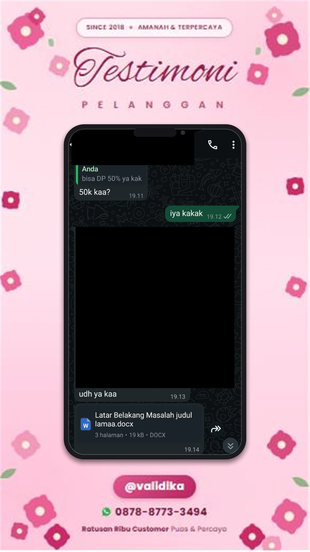 Bukti testimoni pelanggan