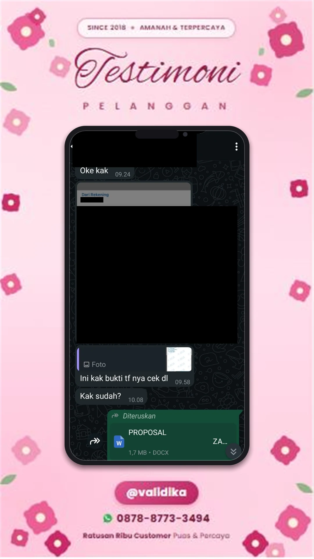 Bukti testimoni pelanggan