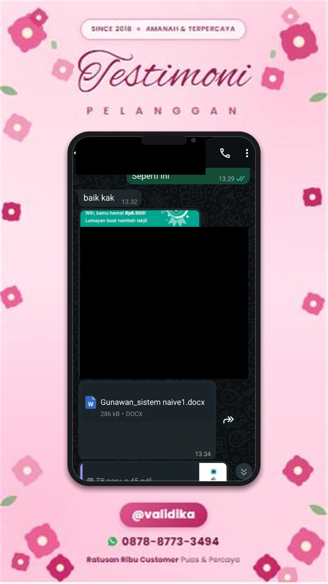 Bukti testimoni pelanggan