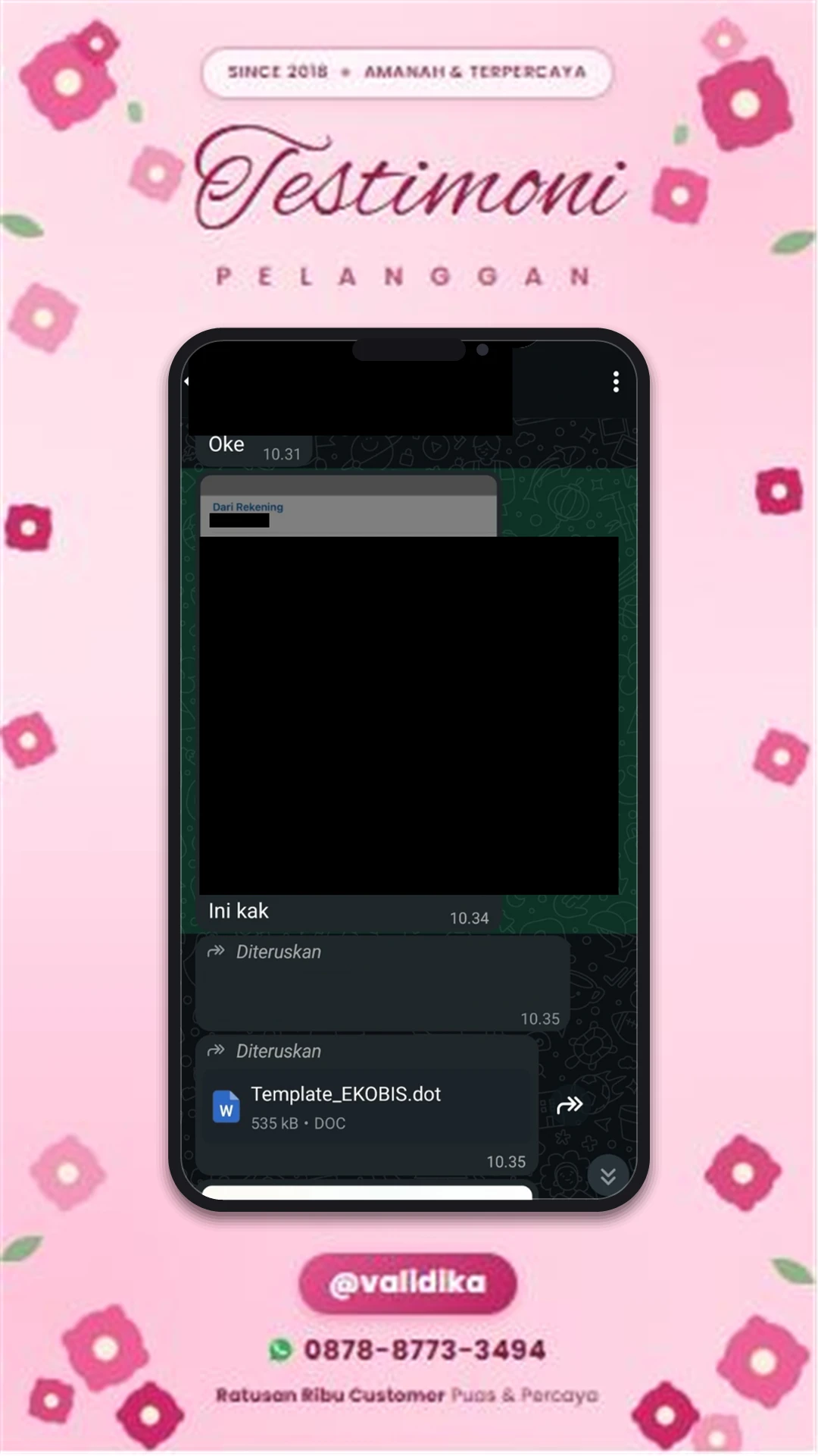 Bukti testimoni pelanggan