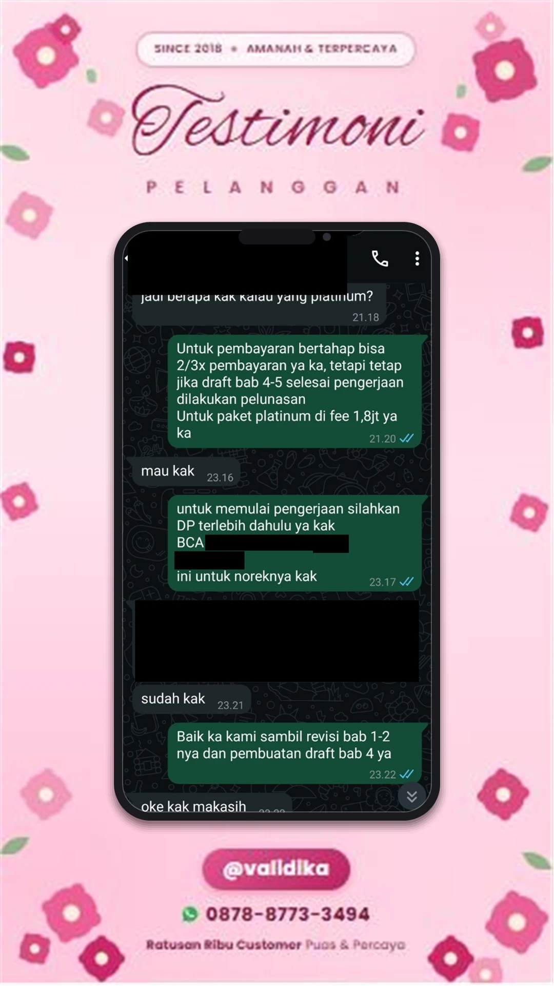 Bukti testimoni pelanggan