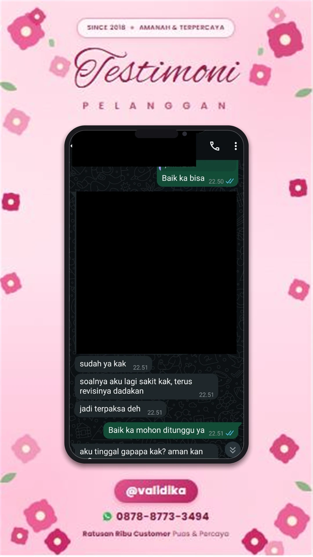 Bukti testimoni pelanggan