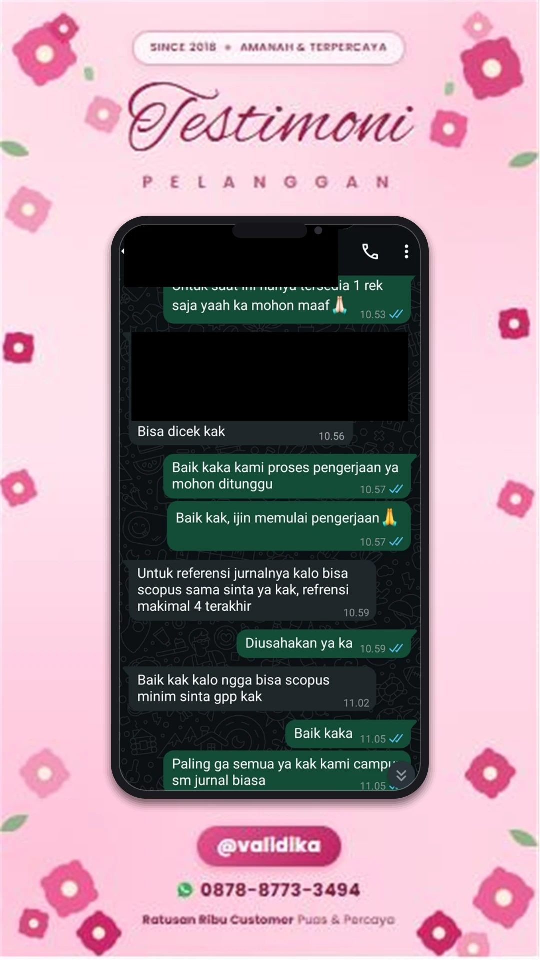 Bukti testimoni pelanggan