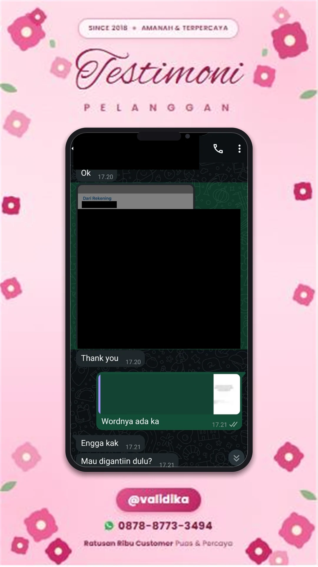 Bukti testimoni pelanggan
