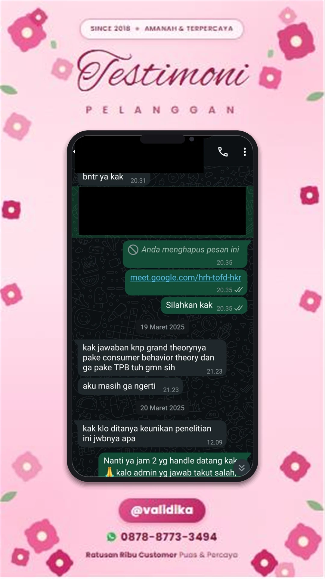 Bukti testimoni pelanggan