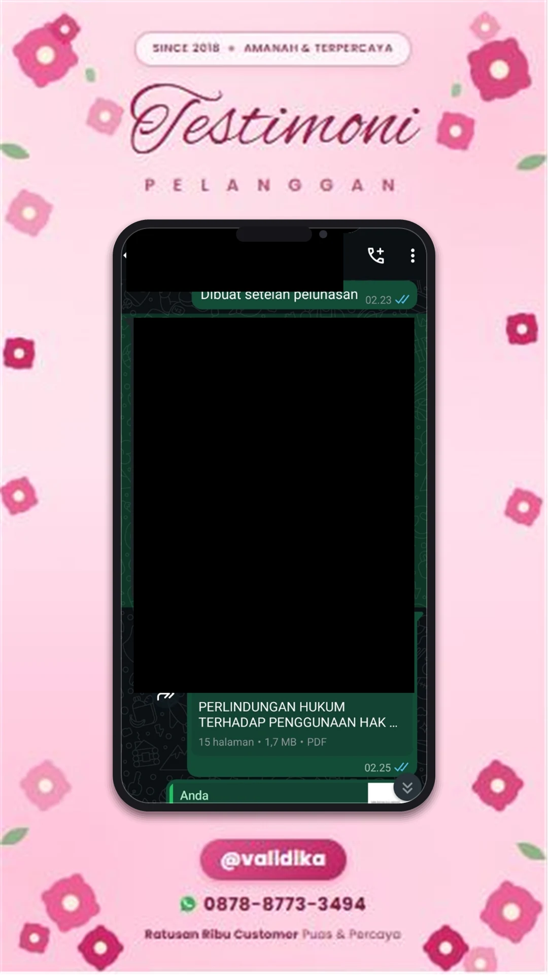 Bukti testimoni pelanggan