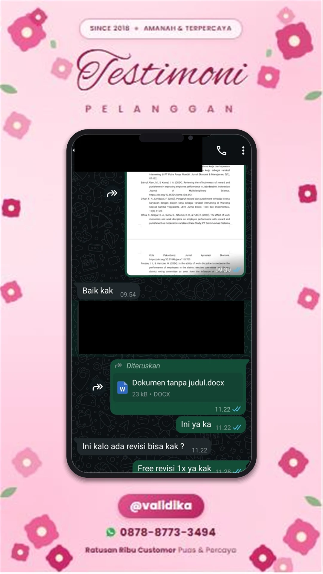 Bukti testimoni pelanggan