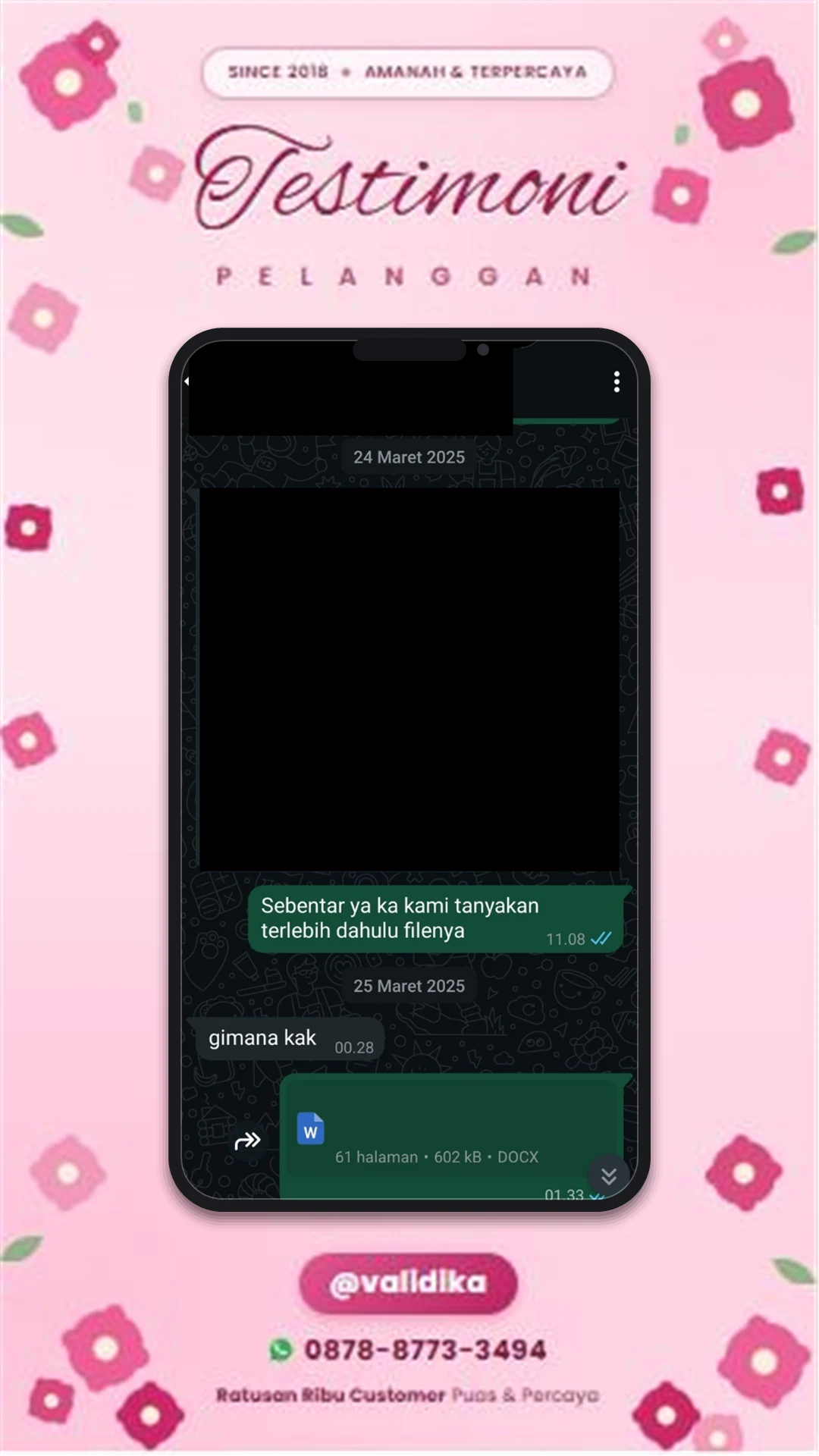 Bukti testimoni pelanggan