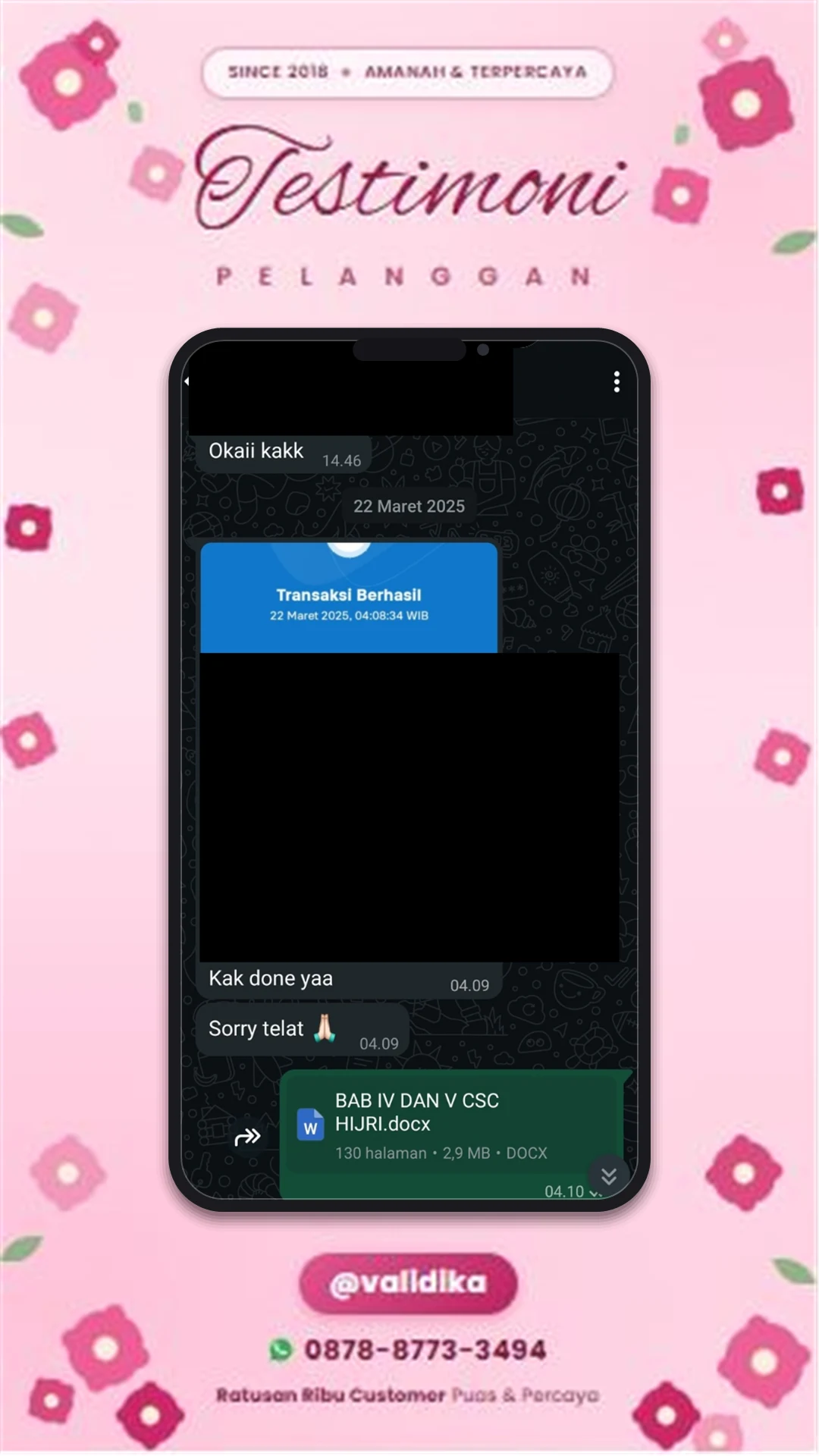 Bukti testimoni pelanggan