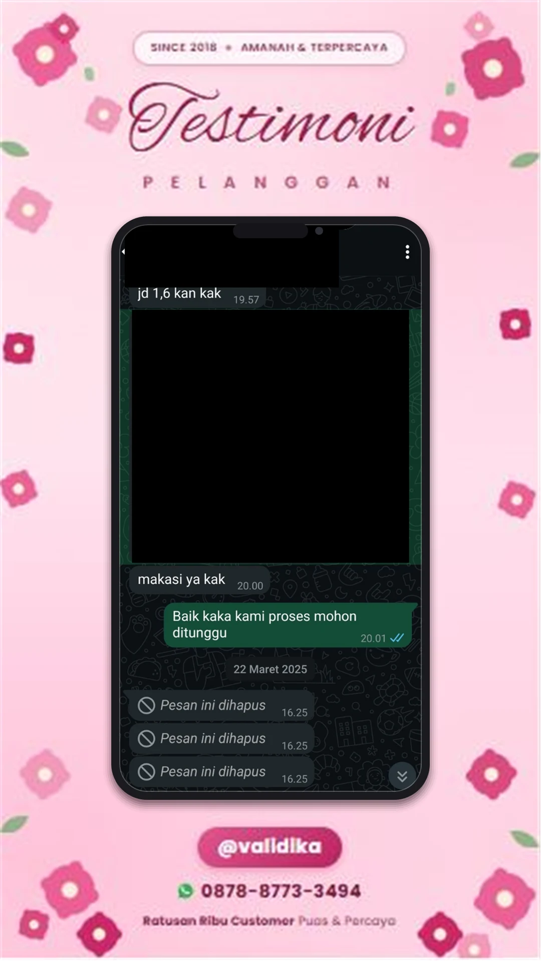 Bukti testimoni pelanggan