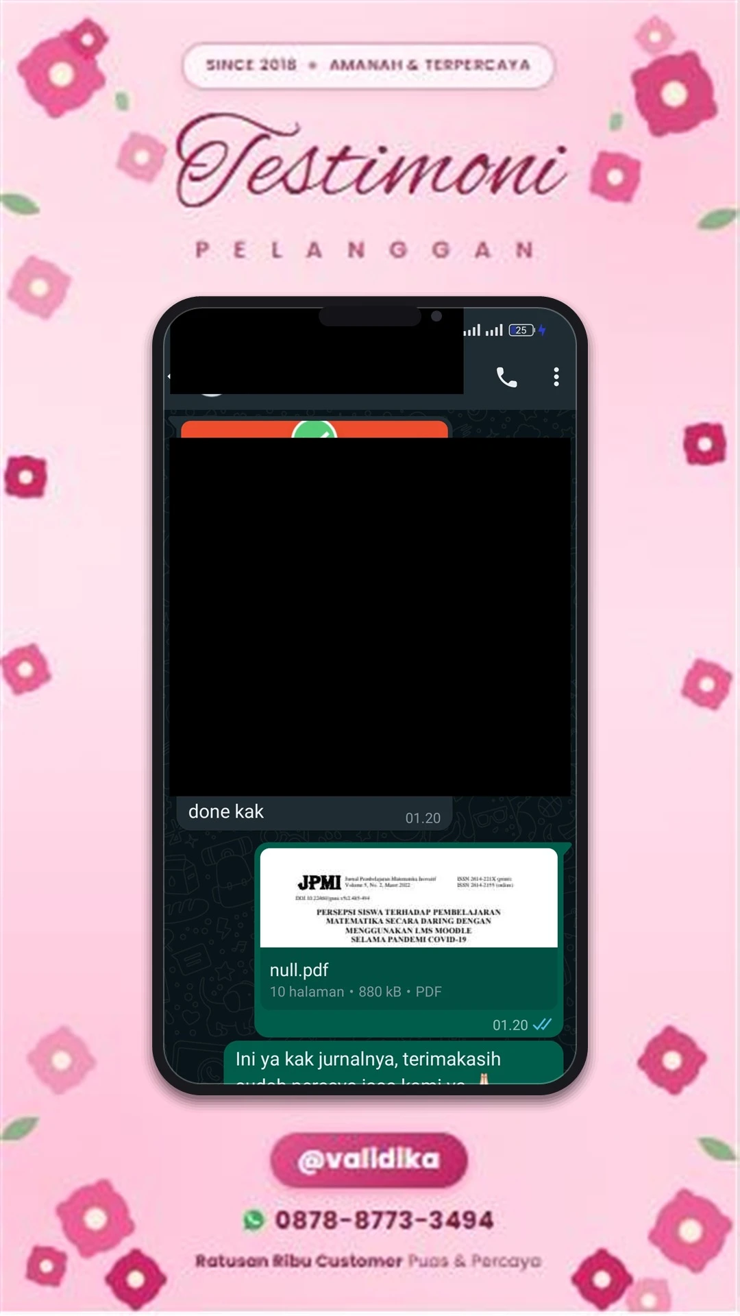 Bukti testimoni pelanggan