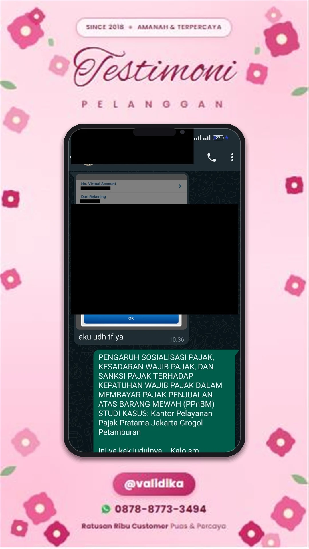 Bukti testimoni pelanggan
