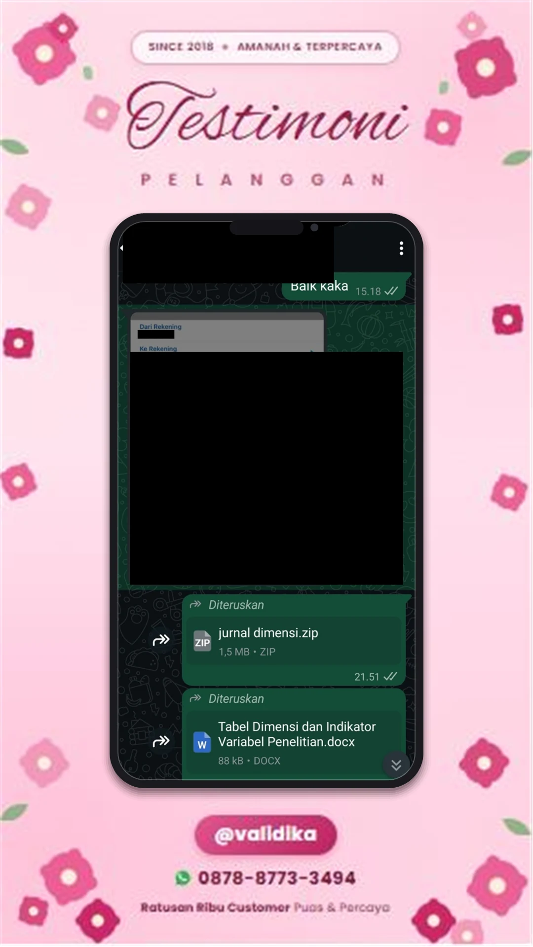 Bukti testimoni pelanggan