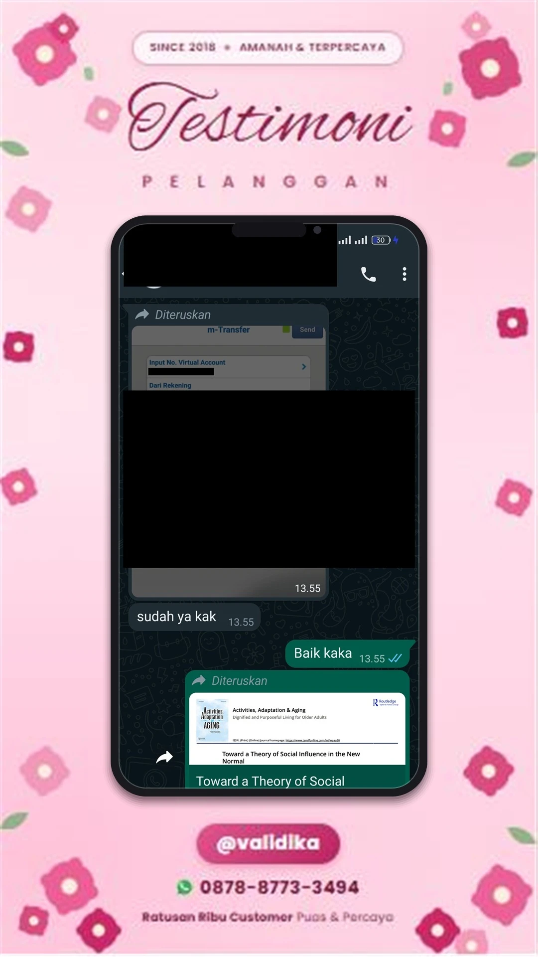 Bukti testimoni pelanggan